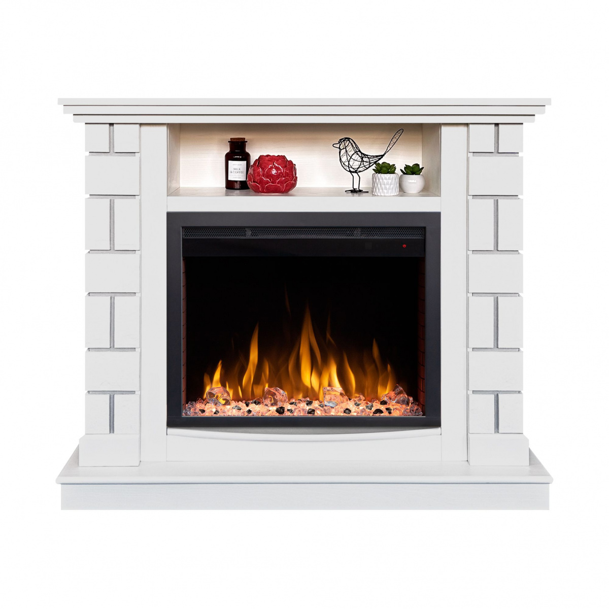 Электрокамин RealFlame Edward WT молочный с очагом Saphir 25,5