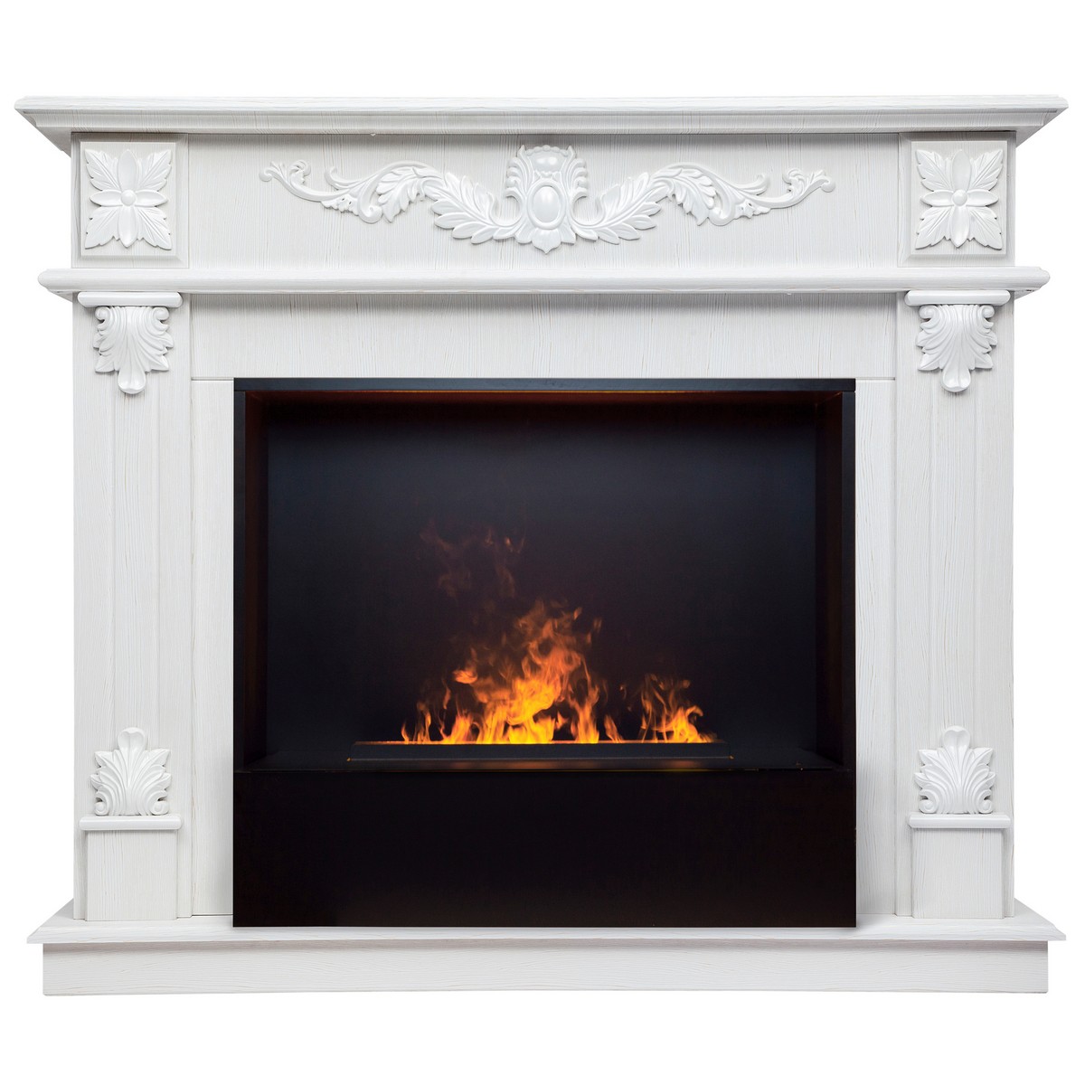 Электрокамин RealFlame Philadelphia 25,5/26 WT белое золото с очагом 3D Cassette 630 Black Panel