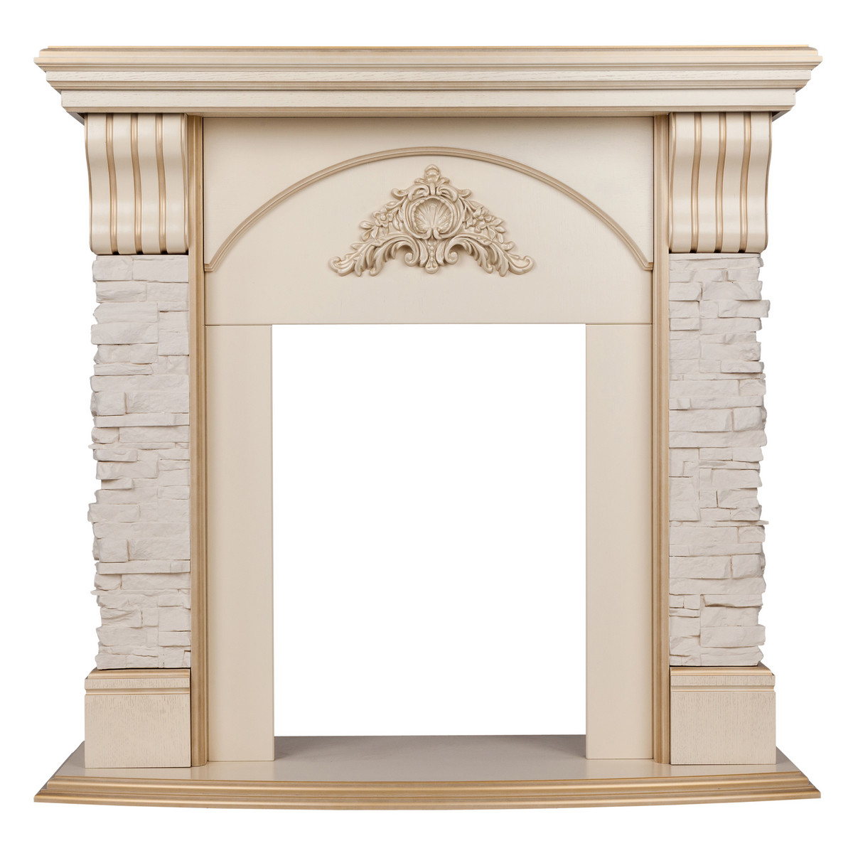Портал каминный из МДФ RealFlame Athena бежевый, под очаги Majestic, Fobos, Eugene, 3D Olympic, 3D Oregan.