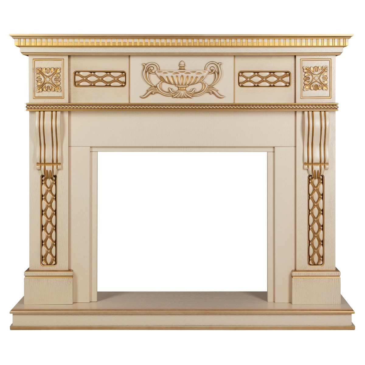 Портал каминный из МДФ RealFlame Corsica Lux белый, белый дуб с патиной
