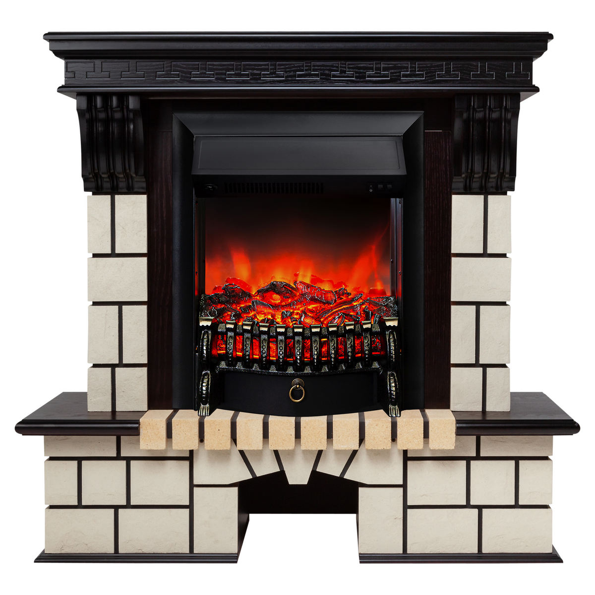 Электрокамин RealFlame Stone STD AO античный дуб с очагом Fobos Lux Black