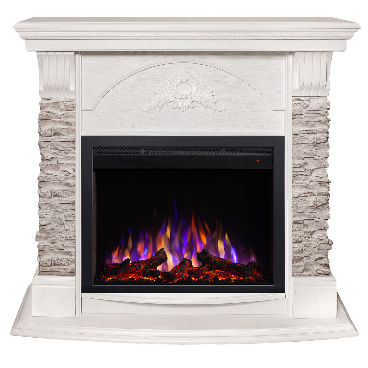 Электрокамин RealFlame Athena GR WT белый с очагом Saphir 25,5