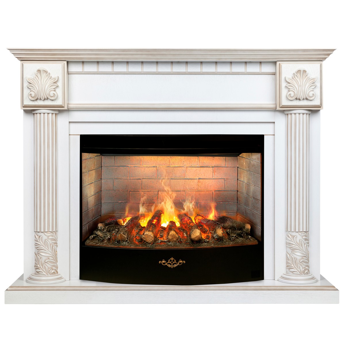 Электрокамин RealFlame Imperia 26/33 WT белый дуб с золотой патиной с очагом 3D Firestar 33